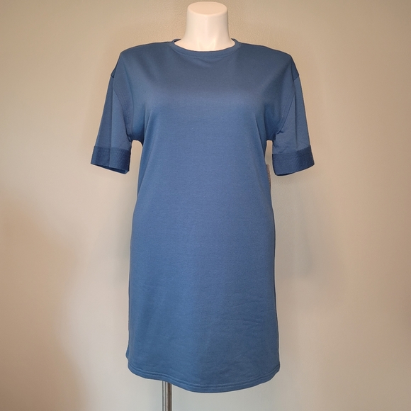 Stitchdrop French Terry T-shirt Dress Blue Medium NWT - Picture 2 of 9